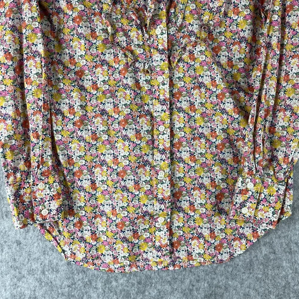 J.Crew Liberty London Band Collar Ruffled Shirt Womens‎ XS Libby Floral Cotton